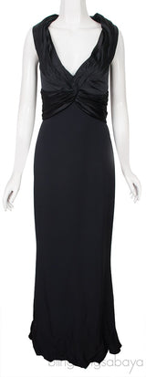 Black Gathered Top Long Dress