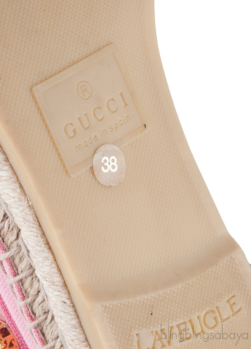 Pepita Pink Canvas Crystal Espadrille