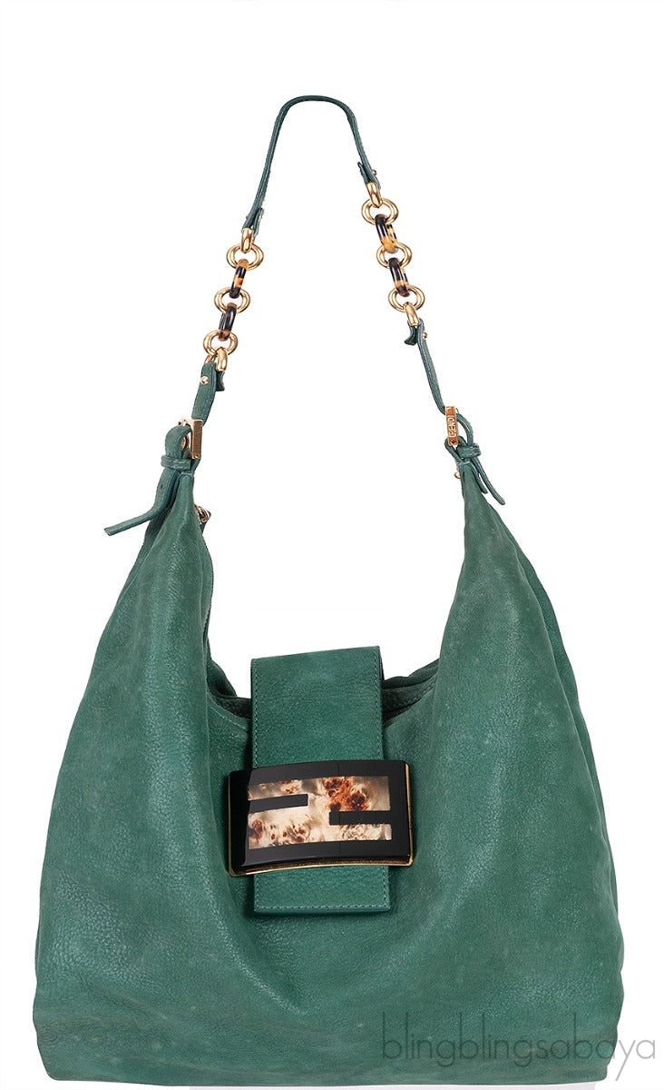 Green Nubuck Leather Forever Hobo Bag