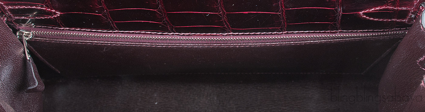 Kelly 28 Bordeaux Crocodile PHW