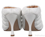 Bottega Veneta White Quilted Gold Square Toe Mule