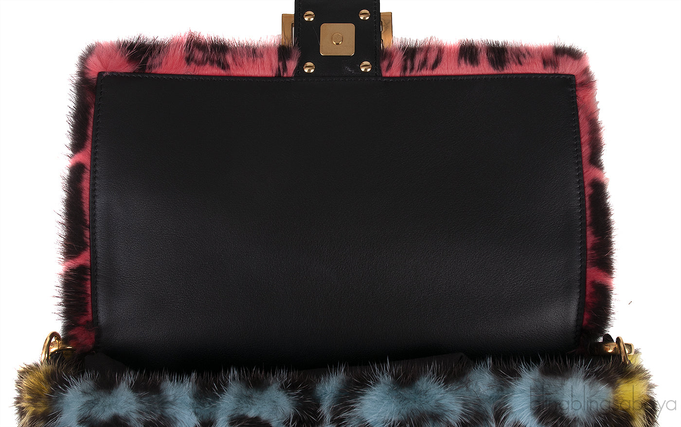 Baguette FF Zucca Multicolor Mink Fur Bag