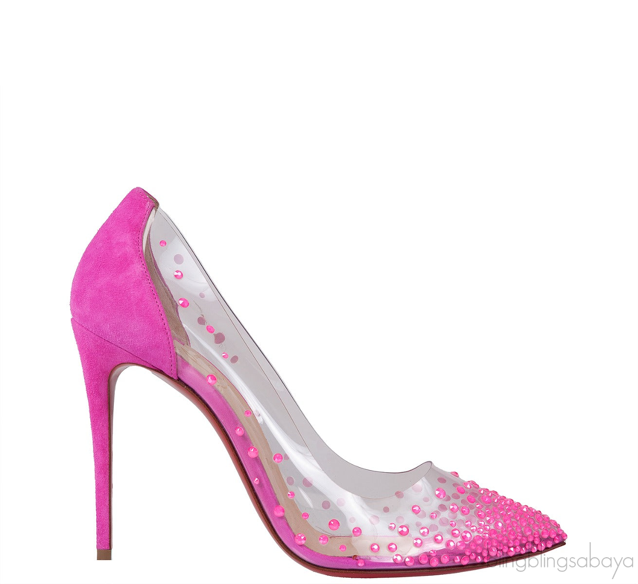Pink PVC Crystal Heels
