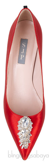 Sarah Jessica Parker Red Satin Crystal Embellished Heels