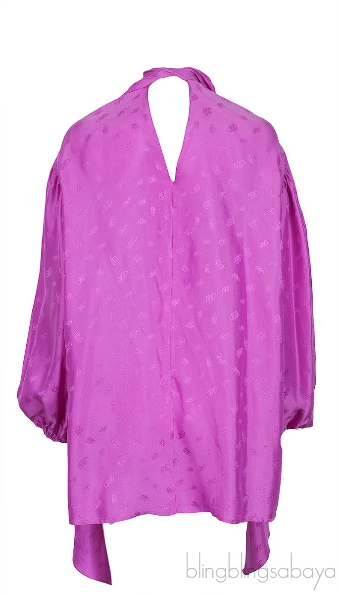 Silk Purple Logo Print Top