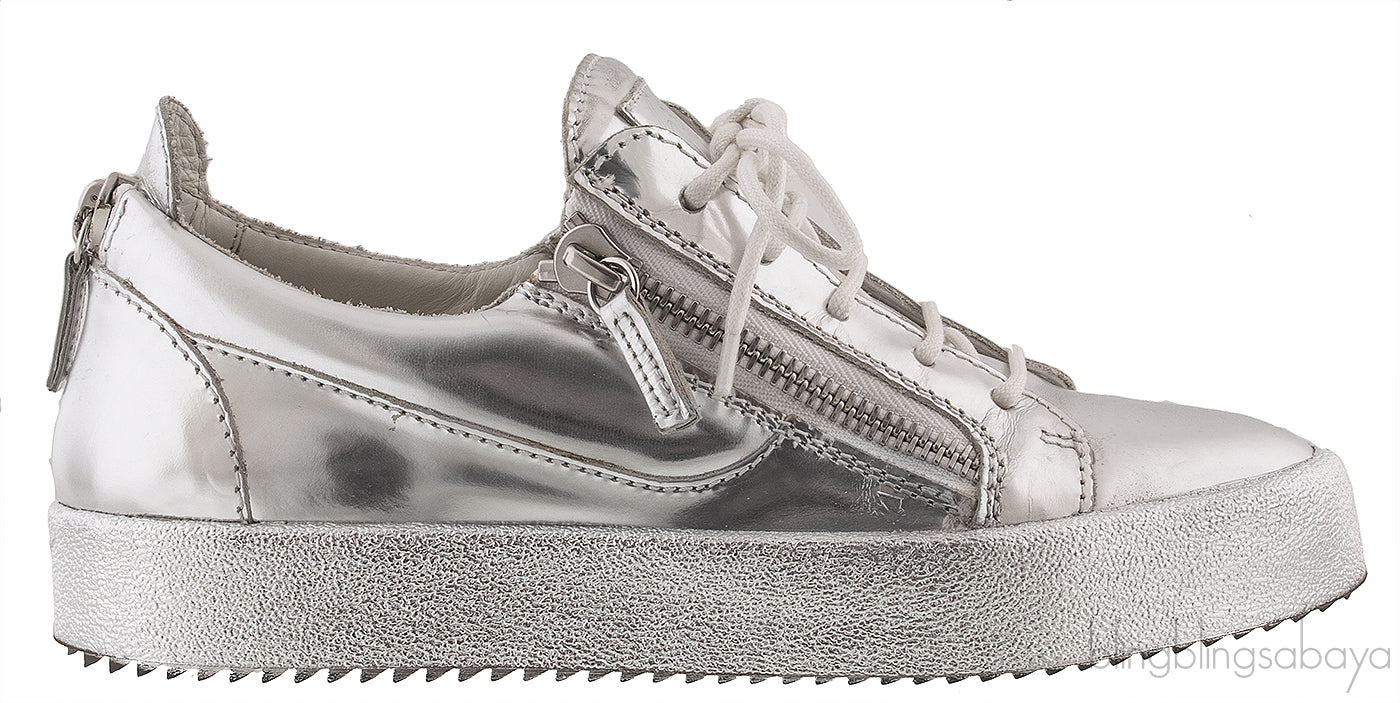 Silver Metallic Leather Sneaker