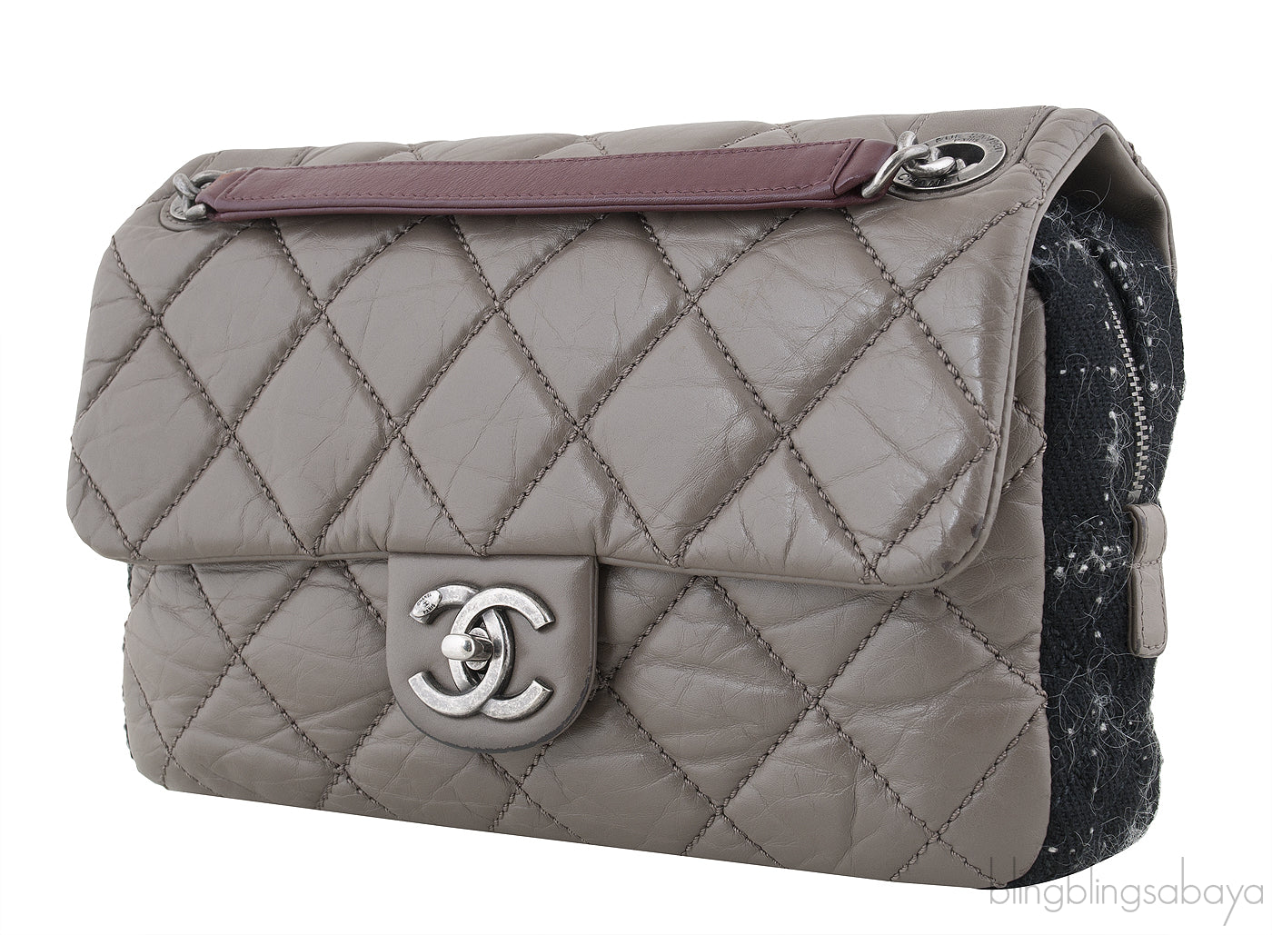 Etoupe Quilted Tweed Bag