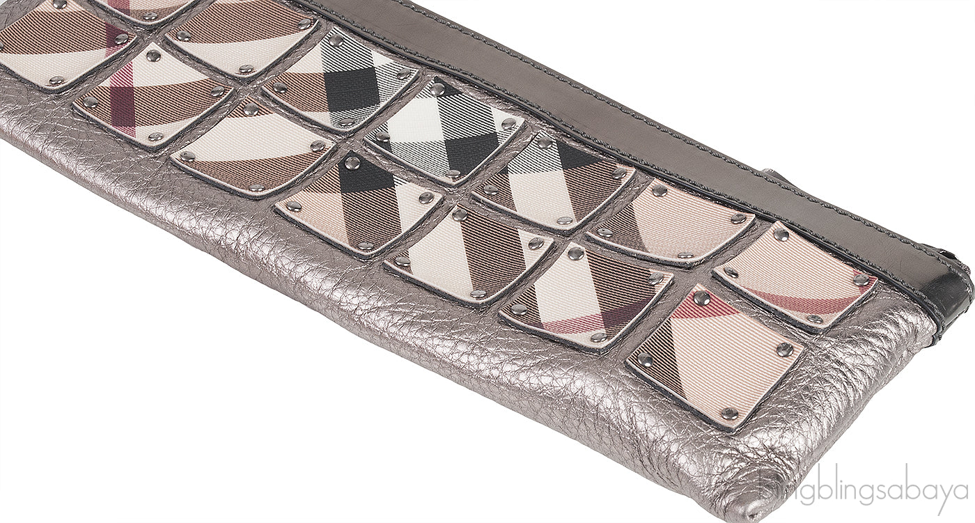 Long Grey & Checkered Wristlet Clutch