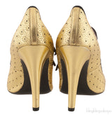 Gold Perforated Black Trim Heels