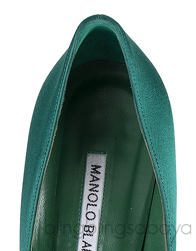 Emerald Green Crystal Satin Heels