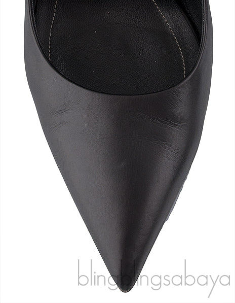 Black Pointed Toe Braided Heels