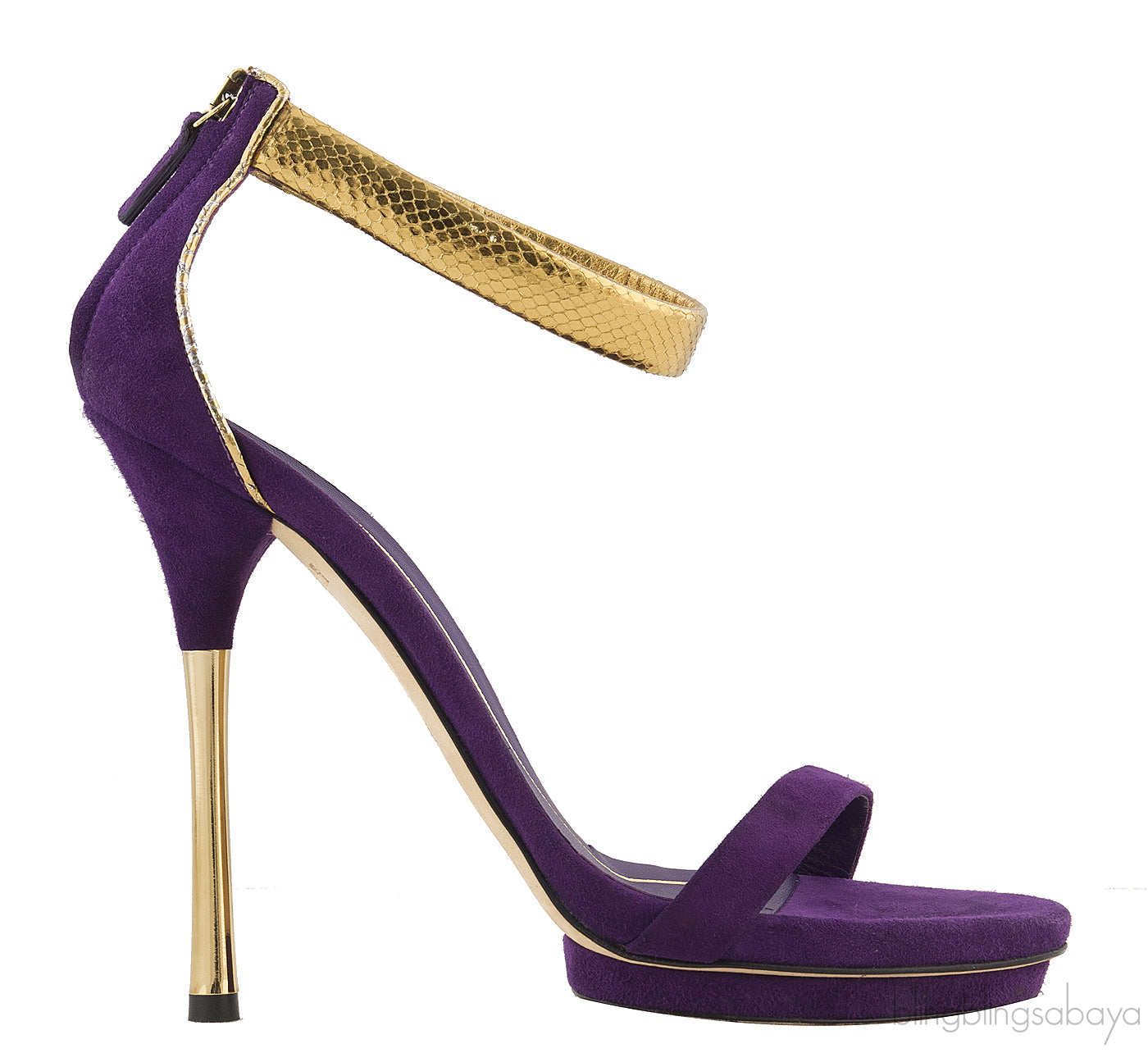 Purple Suede Gold Sandals