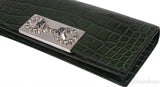 Crystal Embellished Horsebit Green Crocodile Mini Clutch