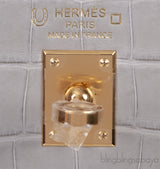 Hermes Special Order Kelly 25 Matte Gris Perle Crocodile and Toffee GHW