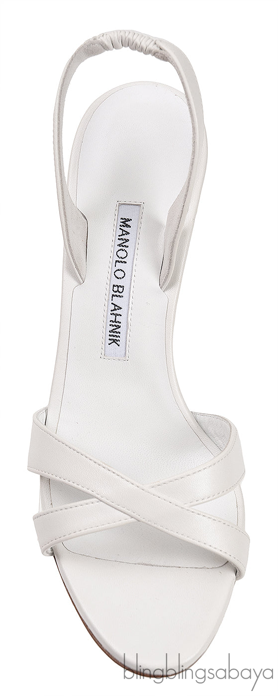 White Callasli 90 Leather Slingback Sandals