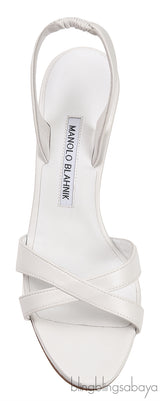 White Callasli 90 Leather Slingback Sandals
