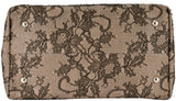 Beige Lace-appliquéd Raffia Tote