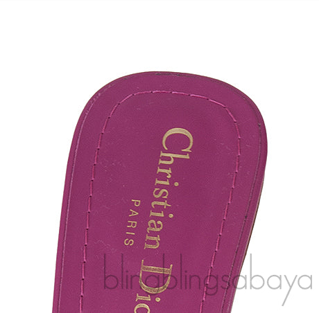 Christian Dior OR Montaigne Metallic Fuchsia Heels Slide