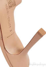 Bottega Veneta Nude Lido Intrecciato Square Toe Mule 38