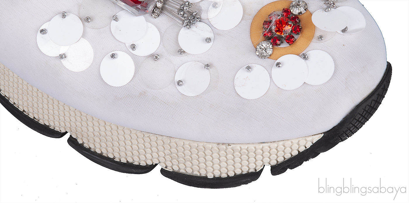 White Sequin Embellished Sneakers