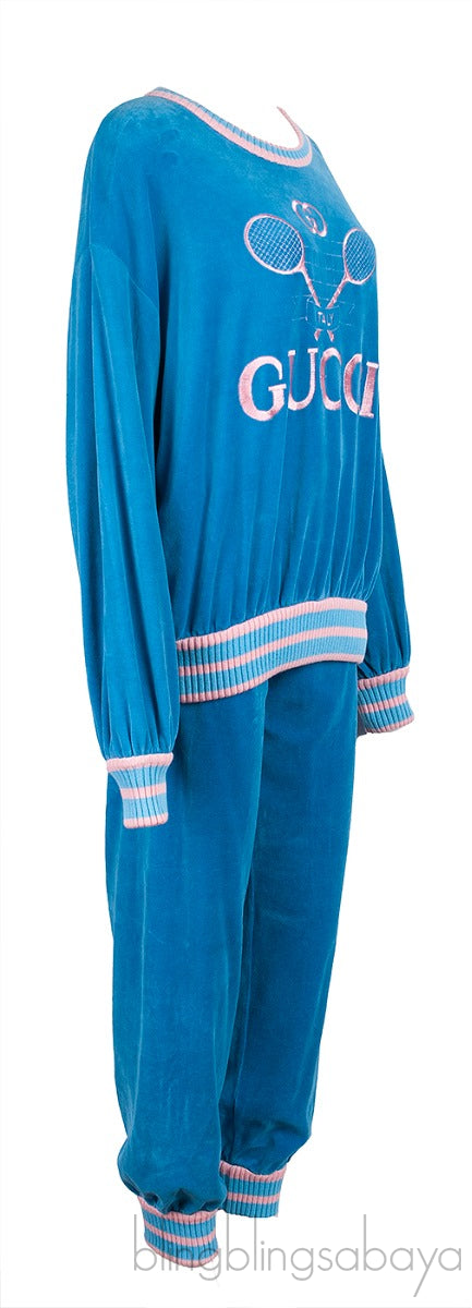 Blue Velvet Tennis Sweatshirt & Pants