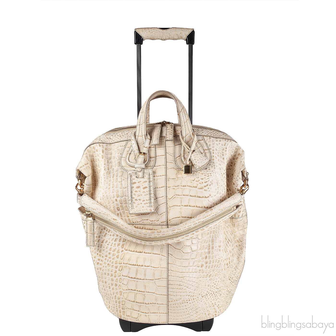 Nightingale Calf Leather Croc Embossed Luggage Trolley