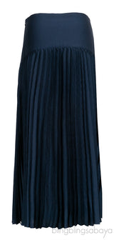 Navy Blue Pleated Midi Skirt
