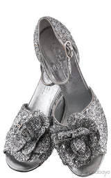 Silver Camellia Glitter Heels