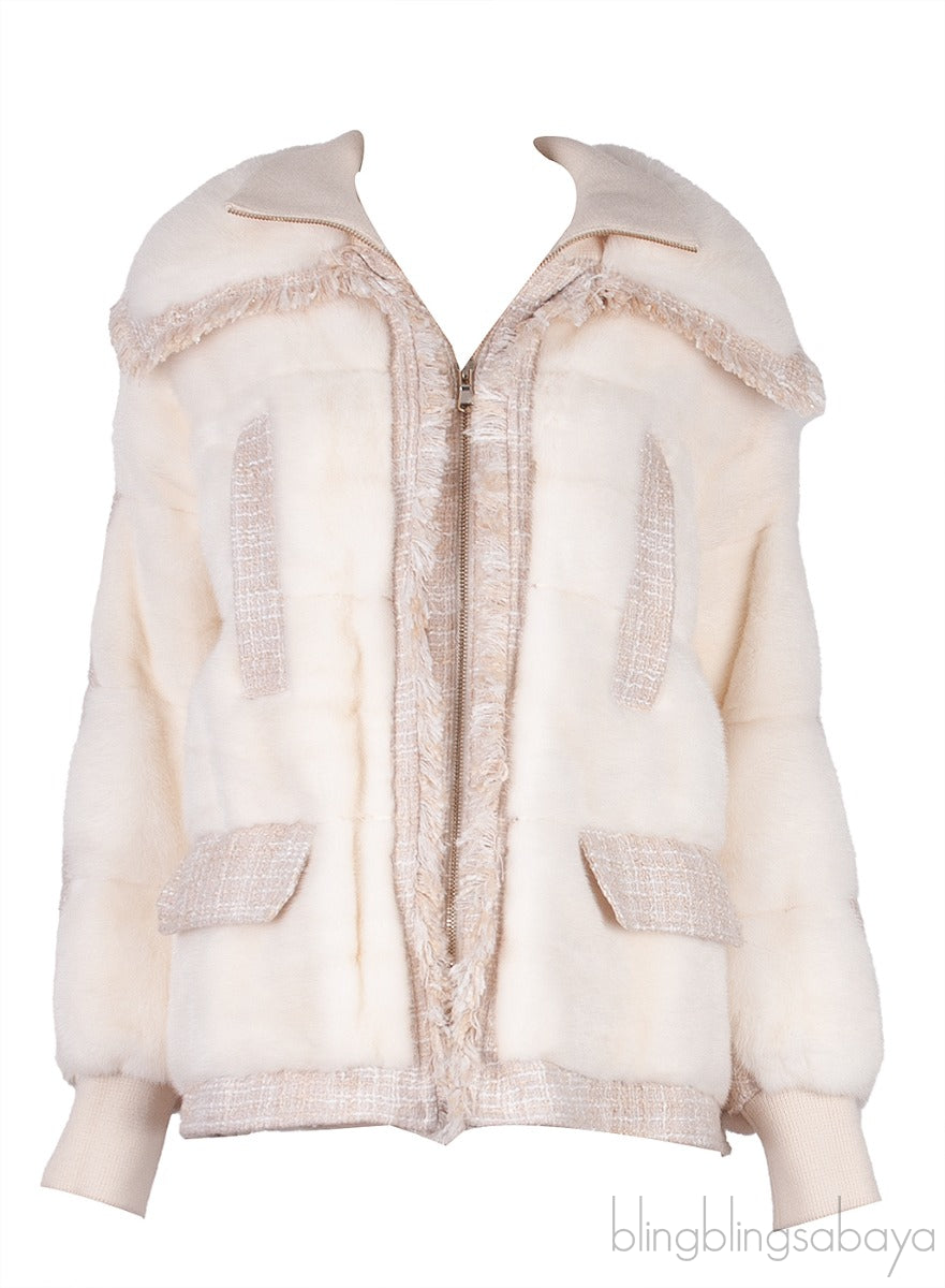 Off-White Tweed & Fur Jacket
