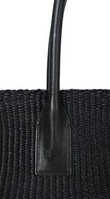 Saint Laurent Black Raffia Rive Gauche Black Oversize Tote