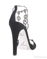 Black Heart Chain Strap Sandals
