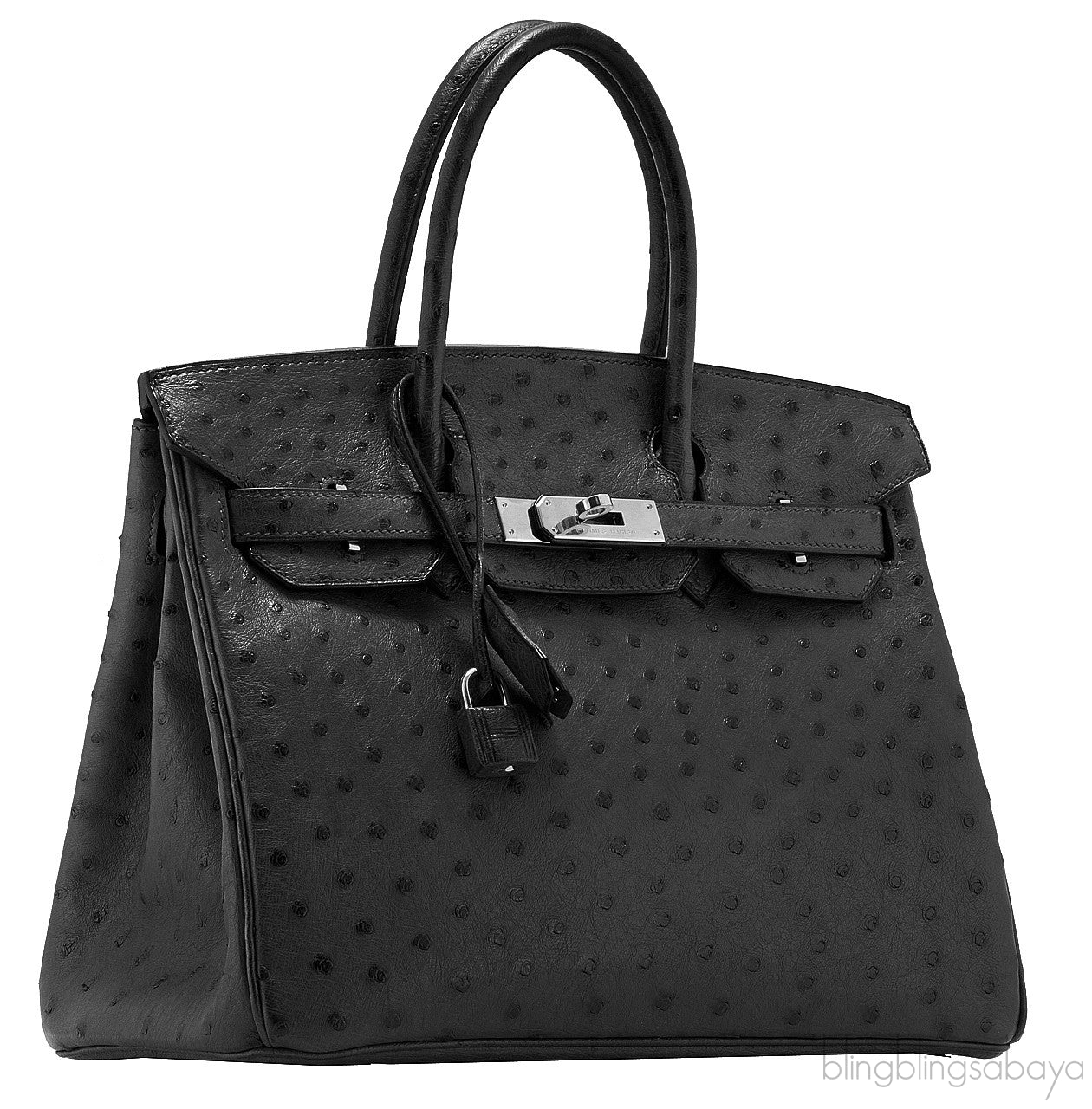 Birkin 30 Black Ostrich PHW