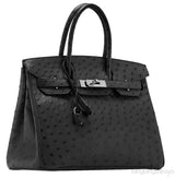 Birkin 30 Black Ostrich PHW
