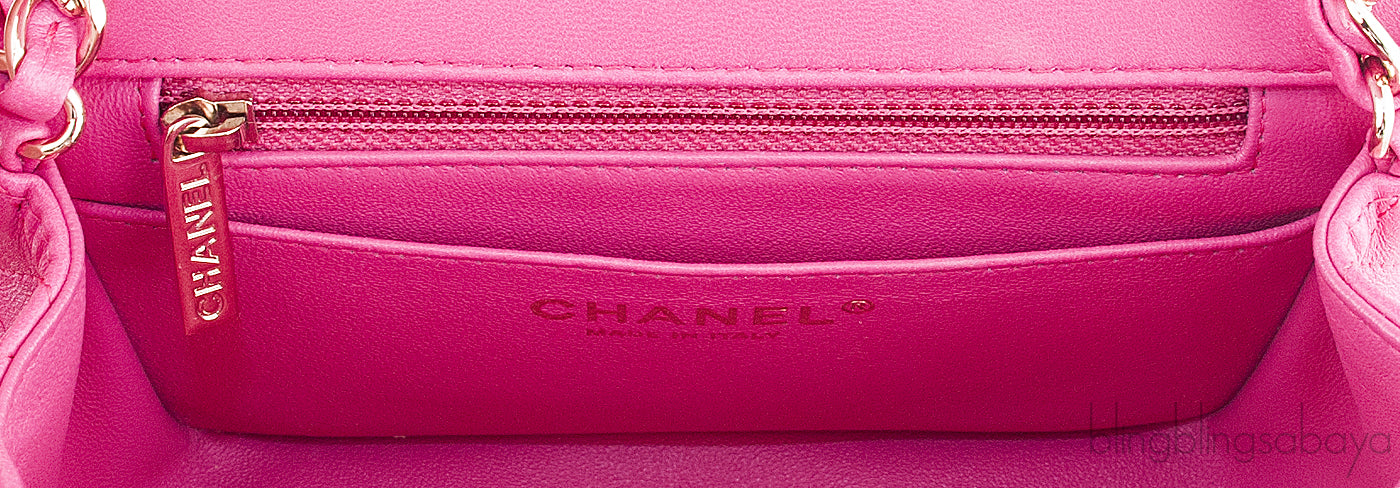 Fuchsia Quilted Mini Flap Bag