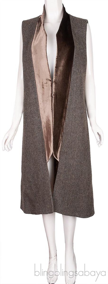 Grey Sleeveless Combi Cardigan