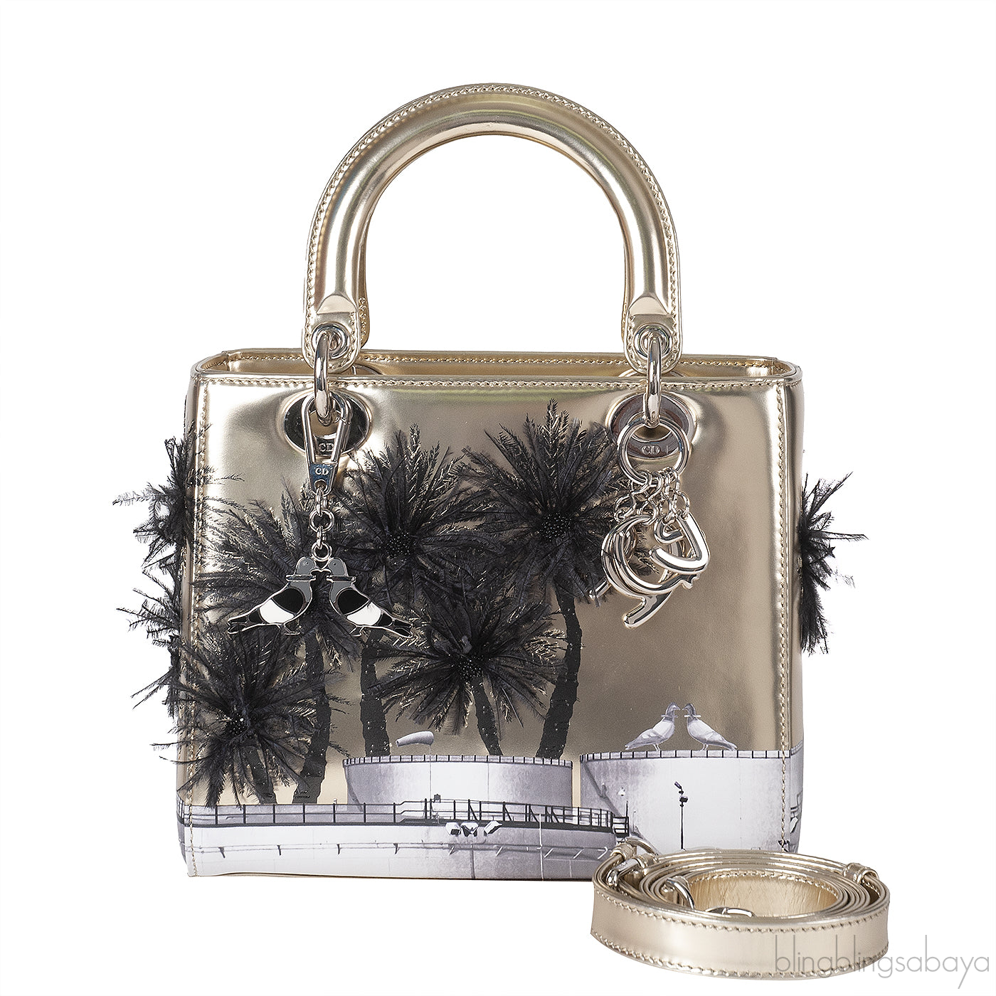 Christian Dior Lady Dior Art "Manal Aldowayan" Metallic Palm Art Bag