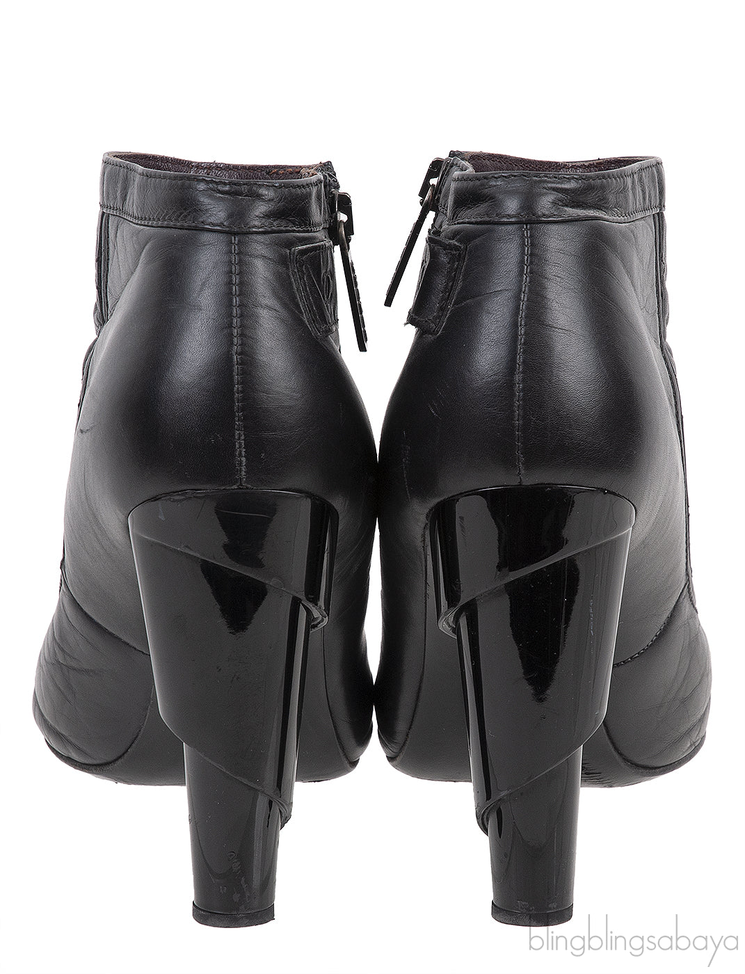Black Mix Quilted Leather Ankle Boots