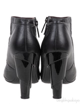 Black Mix Quilted Leather Ankle Boots
