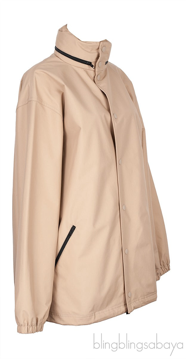 Beige Logo Hoodie Windbreaker