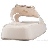 Slide Crystal Buckle Off-white Leather Mule