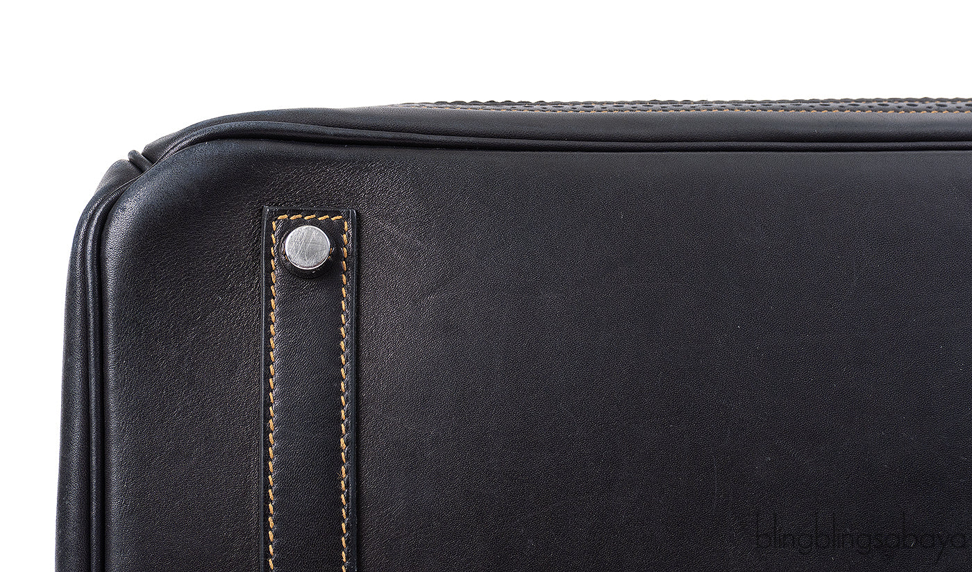 Hermès Birkin 35 Ghillies Noir Veau Evercolor Denim Fonce