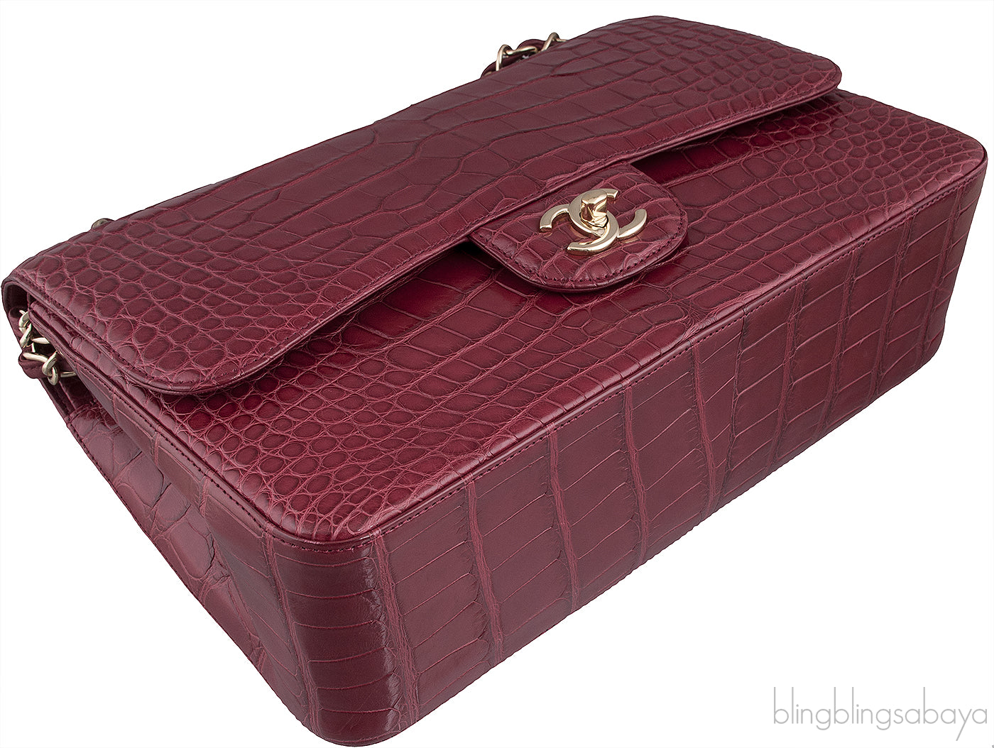 Classic Bordeaux Crocodile Jumbo Bag