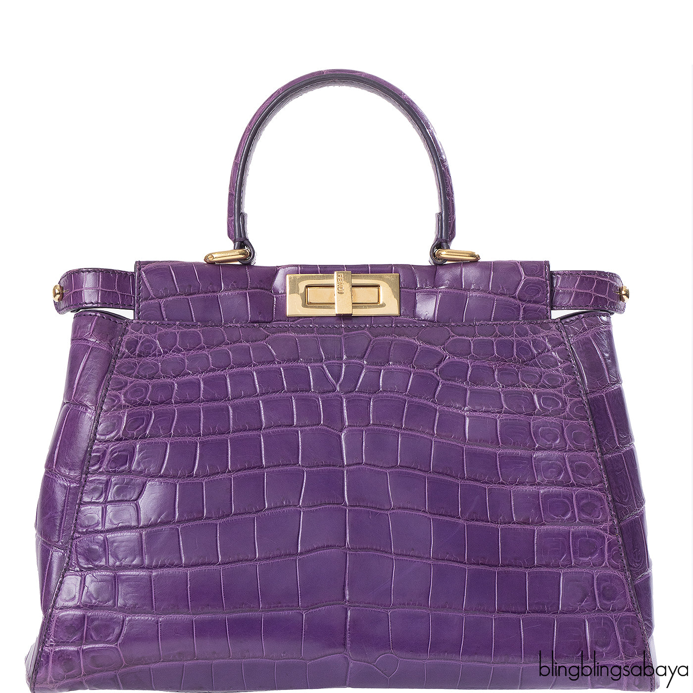 Fendi Purple Crocodile Medium Peekaboo GHW