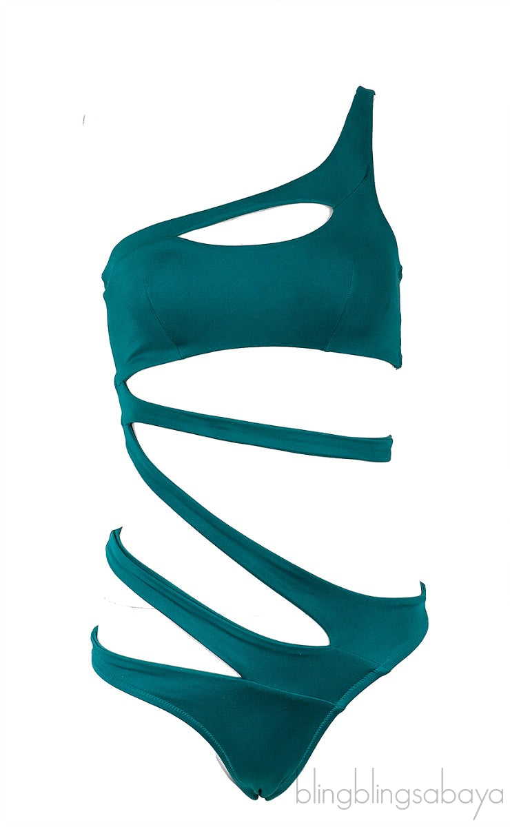 Emerald Green Lexxi Asymmetric  Swimsuit