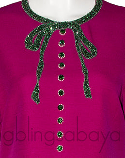 Crystal Emb. Bow Neckline Dress