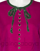 Crystal Emb. Bow Neckline Dress