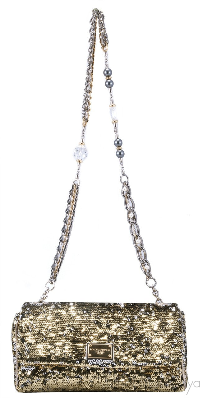 Sequined Leather Shoulder Bag