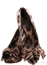 Leopard Bow Peep Toe Heels