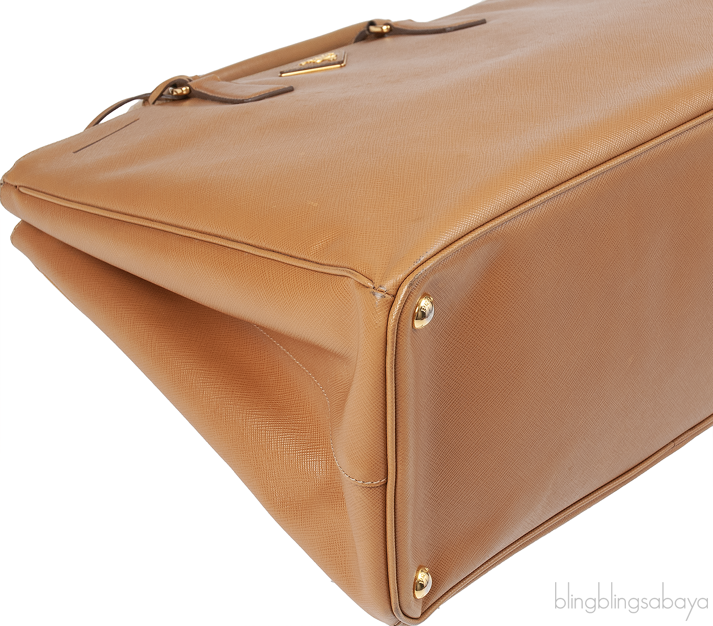 PRADA Gold Saffiano Double Zip Large Tote