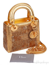 Lady Dior Mini Gold Bead Embellished Bag